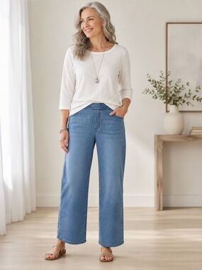 Jill Wide Leg Pull-On Jeans Women’s Small Blue #0186